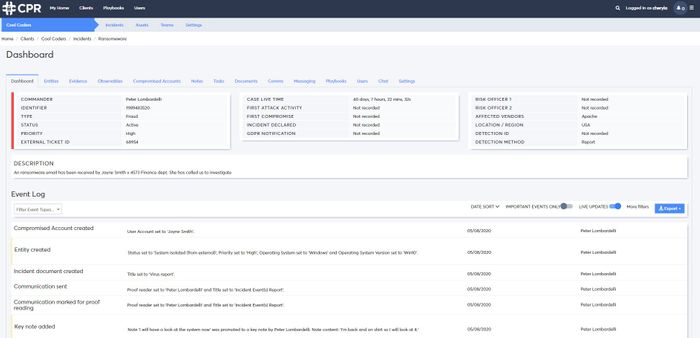 CyberCPR Case Management and Incident Response Platform